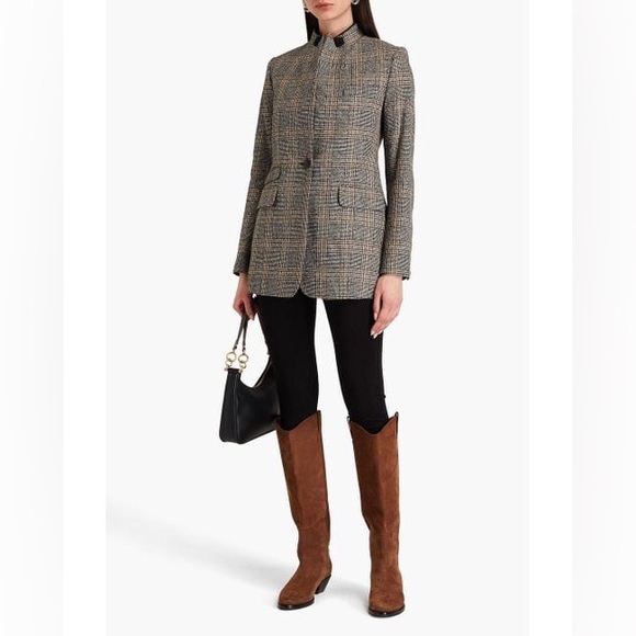 Rag & Bone EUC Grey Prince Of Wales Checked Wool-blend Jacket Sz 2